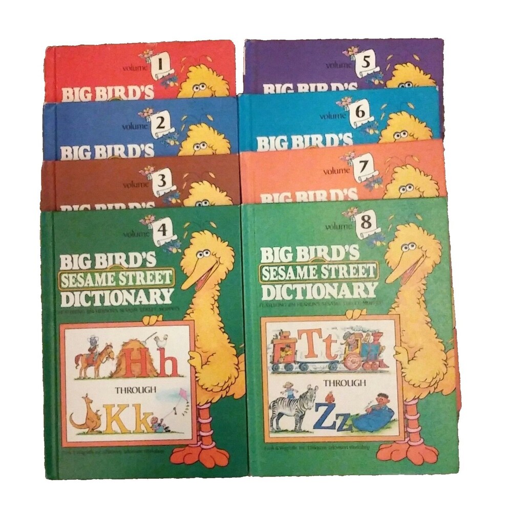 Vtg Big Bird's Sesame Street Dictionary COMPLETE SET OF 8 HARDCOVER BOOKS 1981